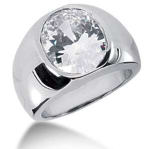  5.0 Ct Men Diamond Ring Wedding Band Oval Cut Bezel 14k 