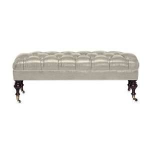  Fairfax Large Bench, Turned Leg with Tufted Top, Faux Suede, Stone 