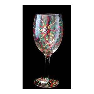  Gold Leopard Design   Hand Painted   Wine Glass   8 oz 