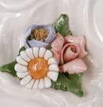 Pair Vintage Porcelain Rococo Floral Shelf Brackets  