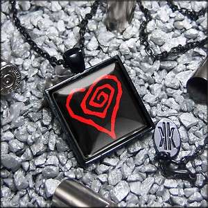   Marilyn Manson Heart Glass Goth Rock Jet Black Necklace 246 SJBD