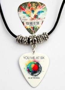 You Me At Six Two Sided Guitar Pick Leather Necklace  