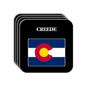 US State Flag   CREEDE, Colorado (CO) Set of 4 Mini Mousepad Coasters