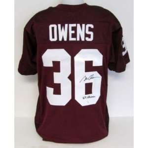  Steve Owens Autographed Oklahoma Sooners Maroon Jersey 69 