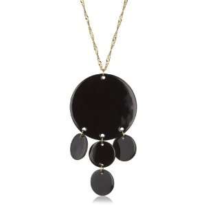    Leighelena Enamel Coin Neck Black Vermeil Chain, 18 Jewelry
