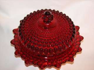 Vintage WESTMORELAND Glass RED ROYAL RUBY Covered Butter AMERICAN 