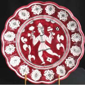 Vintage Italian Red Deruta Ceramic Hand Painted Plate Cama Renaissance 