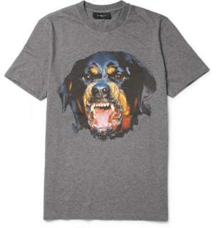   shirts  Crew necks  Rottweiler Print Cotton Jersey T Shirt