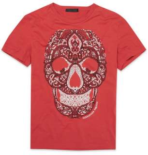  Clothing  T shirts  Crew necks  Paisley Skull Print 