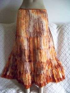 NWT Georgette orange tones Broomstick long Skirt women sz S  