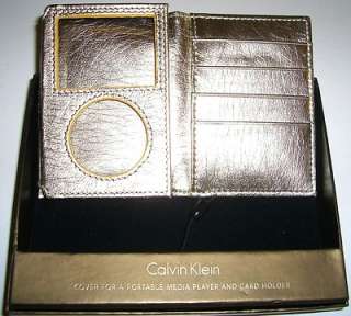   KLEIN Gold Leather Media Player Cover & Card Holder Case Wallet  