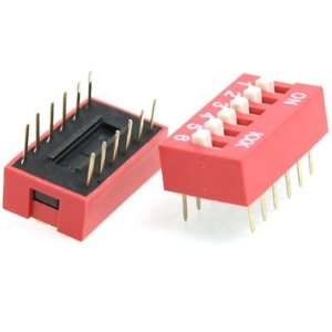   54mm Pitch 6 Positions 12 Pin Red DIP Switch 6P