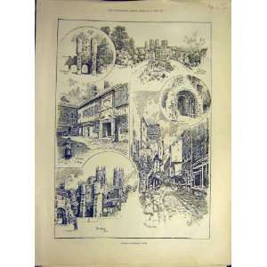  1893 York Sketches Bootham Shambles Micklegate Cottage 