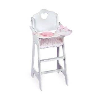 Badger Basket Doll High Chair With Plate Bib And Spoon   Pink / White