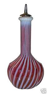 Fenton / LG Wright Cranberry Opal Swirl Barber Bottle  