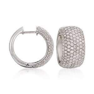  4.10 ct. t.w. Pave Diamond Hoop Earrings In 18kt White 