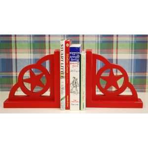  Red Star Wooden Bookends