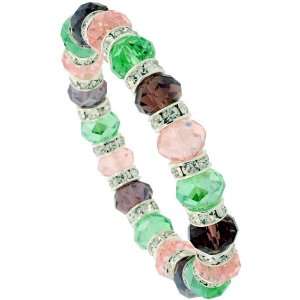   ( Pink Tourmaline, Peridot & Amethyst Color ), 3/8 inch (10mm) wide
