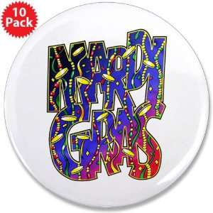  3.5 Button (10 Pack) Mardi Gras Fat Tuesday Celebration 