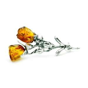   925 Sterling Silver & Baltic Amber Jewellery   Unique Brooch BR0073