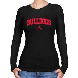  Gonzaga Bulldogs Ladies Black Logo Arch Long Sleeve Slim 