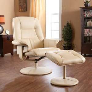  SEI Recliner and Ottoman Faux Leather in Taupe