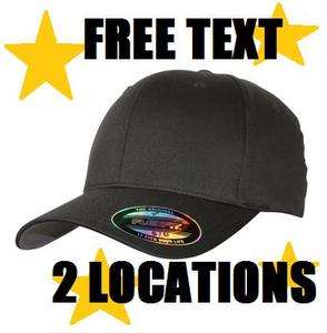 Custom Embroidered DARK GRAY Grey FLEXFIT Cap Hat FREE TEXT * FITTED 2 