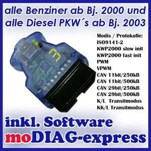 AGV4000 Blue Line OBD2 Interface m. moDiag express , OBD 2 