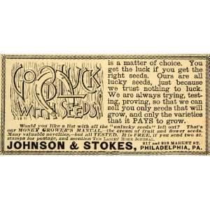 1892 Ad Johnson Stokes Seeds Gardening Flowers Floral 219 Market Good 