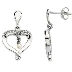 Sterling Silver Inspirational Blessings Cubic Zirconia Heart Pearl 