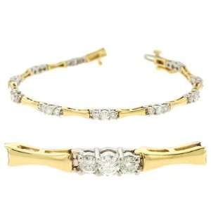  14K Two Tone Gold 2.11cttw Round Diamond Bracelet Jewelry