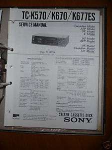 Service Manual Sony TC K677ES/TC K570/TC K670,ORIGINAL  