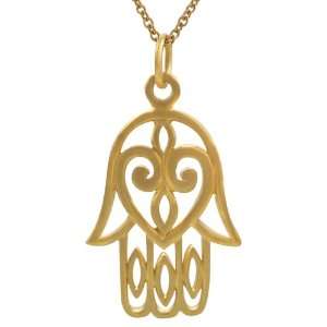  Sterling Silver Vermeil style Hamsa Hand Necklace Jewelry