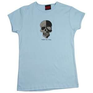  Girls, S/S T Shirt, Skull, Baby Blue/Black/Gunmetal, XL 