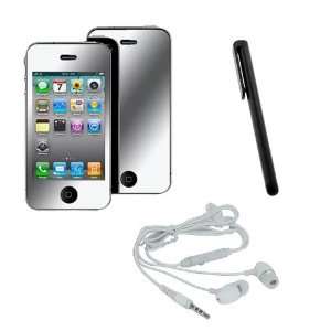   Screen Guard + Black Stylus Pen + White Earphone w/mic for Iphone 4S