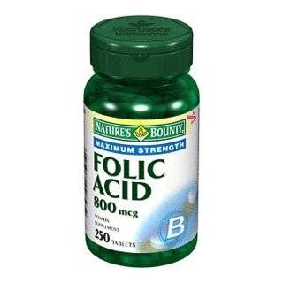  Natures Bounty Folic Acid, 800mcg, 250 Tablets (Pack of 6 