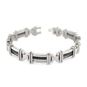  Titanium & Black Titanium Cable Link Bracelet Jewelry