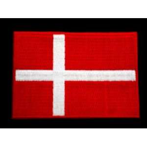 Denmark Flag Patch, 2.5 x 3.5 Iron On Embroidered Patch