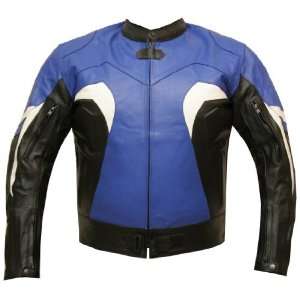   XR VENTED MOTORCYCLE LEATHER ARMOR JACKET Blue Bike 44 Automotive