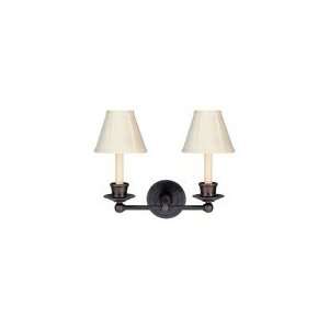  Studio Classic Double Sconce in Bronze with Tissue Shade by Visual 