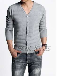 Men’s Stylish Fashion Cotton Knit sweater V neck button Front short 