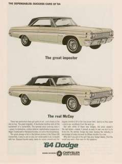 1964 Dodge Polara 500 convertible Real McCoy AD  