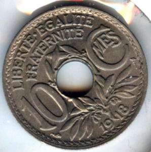 C243 FRANCE COIN, 1918 10 centimes Unc  
