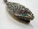 Long Antique 9ct Diamond & Turquoise Silver & Gold Snake Necklace 