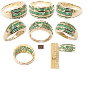 Exquisite Solid 14K Gold & Emerald Estate Band Ring  