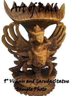 Hand Carved Vishnu and Garuda Bali Suar Wood Statue Hindu Carving 