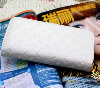 new fashion lady women long white purse wallet zip clutch mobile phone 