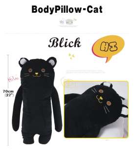 kawaii black cat body pillow plush toy comfort bedding cushion  