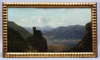   Antique American Hudson River School Ruins Oil Painting  