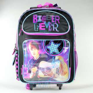 16 Justin Bieber Fever Checkered Rolling Backpack   Book Bag Girls 